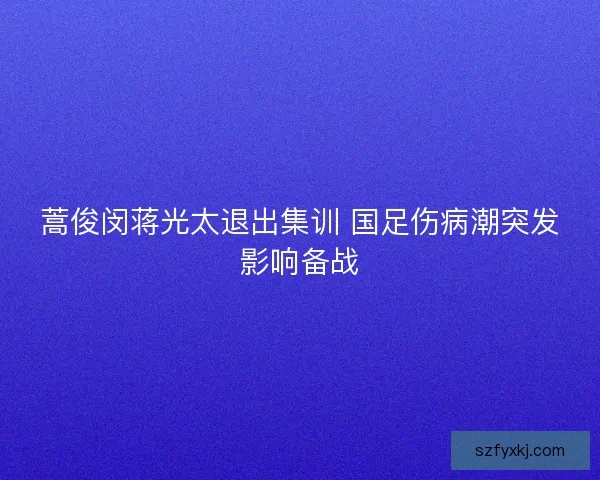 蒿俊闵蒋光太退出集训 国足伤病潮突发影响备战
