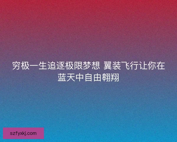 穷极一生追逐极限梦想 翼装飞行让你在蓝天中自由翱翔
