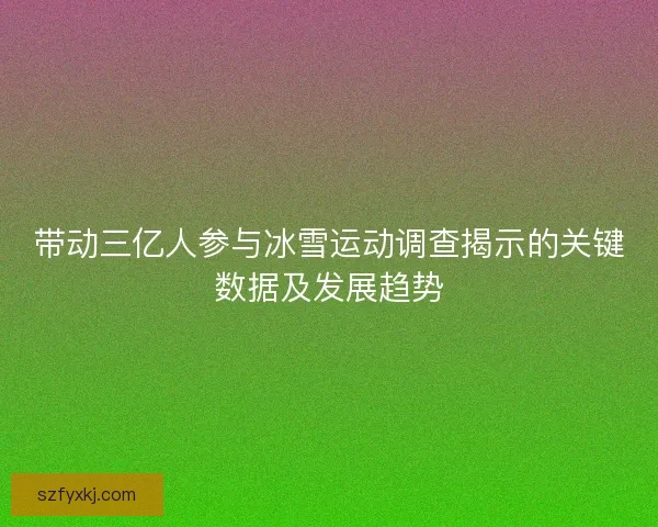 带动三亿人参与冰雪运动调查揭示的关键数据及发展趋势
